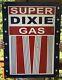 Grand 24 Super Dixie Gas 1952 Dated Porcelaine Enseigne Station De Service Pétrole Can