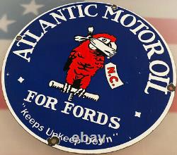 Huile À Moteur Vintage Atlantic Pour Ford’s Porcelain Sign Gas Station Pump Service