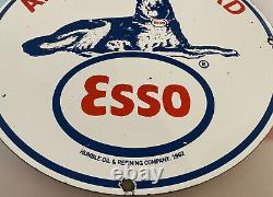 Huile Moteur Vintage Esso Gasoline Porcelain Sign Gas Station-service Pump Plate