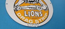 Lions Anciens Drag Strip Porcelaine Racing Hot Rod Station De Service De Pompe