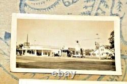 Lot vintage de 3 vraies photos de l'ouverture de la station-service de Lodi Cal avec des pompes à essence en 1939