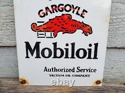 Mobil Essence Station De Service D'essence De Porcelaine Vintage Style Gargoyle Ad Pump Sign