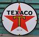 Old 1950 Texaco Porcelain Sign Gas Station Service Pump Plate Red Star