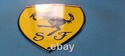 Panneau De La Station De Service Vintage Ferrari Porcelaine 11 Essence Automobile Badge Shield