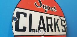 Panneau De Plaque De Pompe À Huile D'essence Vintage Clark Essence Porcelaine Super Service Station