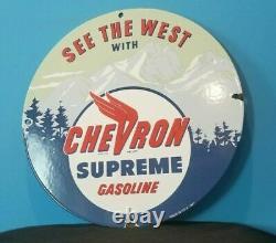 Panneau De Plaque De Pompe À Huile De La Station De Service D'essence De Porcelaine De Chevron Vintage
