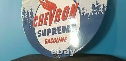 Panneau De Plaque De Pompe À Huile De La Station De Service D'essence De Porcelaine De Chevron Vintage