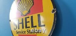 Panneau De Plaque De Pompe De La Station De Service À L'essence De Porcelaine De L'ancienne Shell