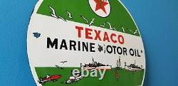 Panneau De Plaque De Pompe De La Station De Service Automobile À Gaz De Porcelaine Marine Texaco Vintage
