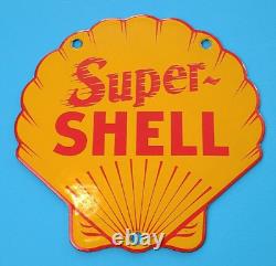 Panneau De Plaque De Pompe De La Station De Service D'essence De Porcelaine Super Shell Vintage
