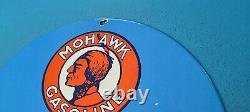Panneau De Plaque De Pompe De La Station De Service D'huile De Pétrole À Moteur De Porcelaine D'essence Mohawk Vintage