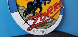 Panneau De Plaque De Pompe De La Station De Service Zorro À Gaz De Porcelaine D'essence De Shell Vintage