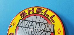 Panneau De Plaque De Pompe De Service D'aviation De La Station D'essence De Porcelaine De Shell Vintage 6