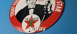 Panneau De Plaque De Pompe Texaco Essence Vintage Porcelaine Gaz Texas Oil Station