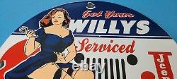 Panneau Du Concessionnaire De La Station De Service De Camion D'huile De Porcelaine Jeep De Willy Vintage