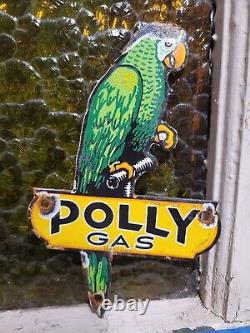 Panneau Vintage en Porcelaine Polly Gas - Publicité pour station-service, pompe à essence et huile moteur