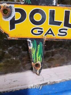 Panneau Vintage en Porcelaine Polly Gas - Publicité pour station-service, pompe à essence et huile moteur