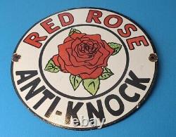 Panneau Vintage en Porcelaine de Station-Service pour Pompe à Essence Anti-Cognement à la Rose Rouge