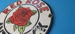 Panneau Vintage en Porcelaine de Station-Service pour Pompe à Essence Anti-Cognement à la Rose Rouge
