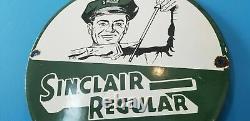 Panneau d'employé de station-service en porcelaine de Vintage Sinclair Regular Gasoline