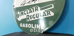 Panneau d'employé de station-service en porcelaine de Vintage Sinclair Regular Gasoline