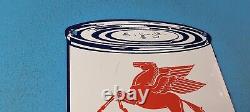 Panneau d'enseigne de station-service en porcelaine de la pompe à essence Mobil Oil Vintage Pegasus Quart Can