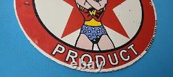 Panneau de Pompe de Station-service Vintage Texaco en Porcelaine avec l'Effigie de Wonder Woman