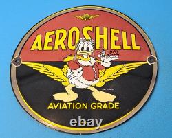 Panneau de pompe de station service d'aviation Vintage Aero Shell Gasoline en porcelaine de gaz 12