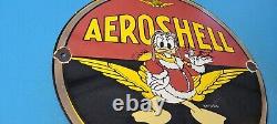 Panneau de pompe de station service d'aviation Vintage Aero Shell Gasoline en porcelaine de gaz 12