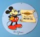 Panneau De Pompe De Station-service En Porcelaine Mickey Mouse Vintage Sunoco Motor Oils