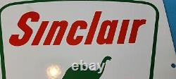 Panneau de pompe de station-service en porcelaine Vintage Sinclair Gasoline Dino Motor Oil