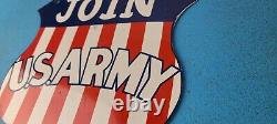 Panneau de pompe de station-service militaire américaine en porcelaine de l'armée américaine vintage