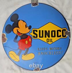 Panneau de pompe en porcelaine de Mickey Mouse vintage de Disney pour station-service de gaz huile de service