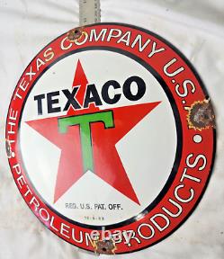 Panneau de pompe en porcelaine de la compagnie texane Texaco de collection pour station-service de gaz et service d'huile