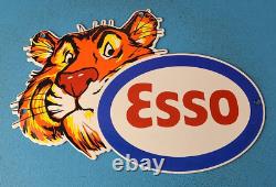 Panneau de porte en porcelaine de la station-service Vintage Esso Gasoline Tiger Auto Gas