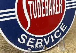 Panneau de service en porcelaine vintage Studebaker pour station-service, pompe à essence, concessionnaire d'huile de moteur