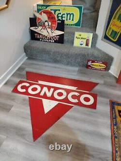 Panneau de station-service Conoco en métal des années 1950, original et rare