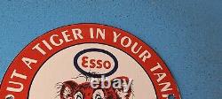 Panneau de station-service Esso Vintage, signe en porcelaine de la station-service Tiger Gas Auto Tank