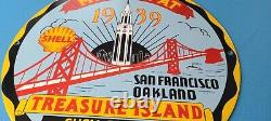Panneau de station-service Vintage Shell en porcelaine d'île au trésor de Golden Gate