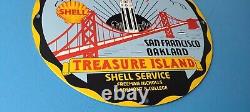 Panneau de station-service Vintage Shell en porcelaine d'île au trésor de Golden Gate