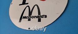 Panneau de station-service en porcelaine J'aime McDonald's vintage