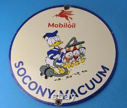 Panneau de station-service en porcelaine Vintage Mobil Gasoline Socony Vacuum Gas Pegasus