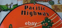 Panneau de station-service en porcelaine de la Pacific Highway rétro pour ancienne voiture automobile