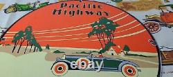 Panneau de station-service en porcelaine de la Pacific Highway rétro pour ancienne voiture automobile
