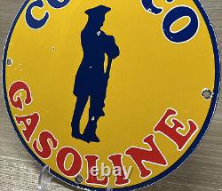 Panneau en Porcelaine Conoco Gasoline Vintage Plaque de Pompe de Station-service Huile Moteur Service