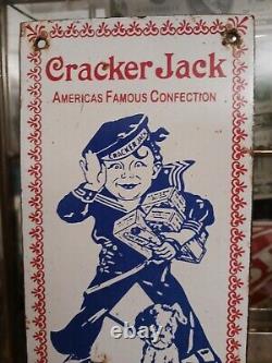 Panneau en porcelaine Cracker Jack vintage station-service de popcorn pour garage et huile moteur