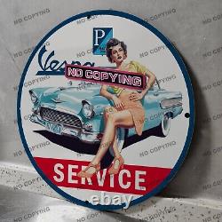 Panneau en porcelaine Vespa Service Parking de 8 pouces pour publicité de station-service et garage d'huile.