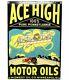 Panneau En Porcelaine Vintage Ace High Motor Oils Pour Station-service Gasoline Derby