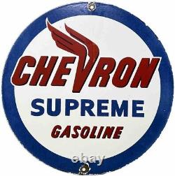 Panneau en porcelaine Vintage Chevron Gasoline Station-service Pompe à essence Huile de moteur