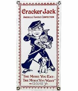 Panneau en porcelaine Vintage Cracker Jack pour station-service d'huile moteur garage popcorn service